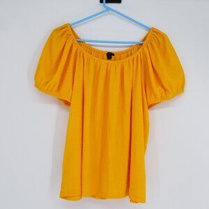 Ann Taylor Sunflower Yellow Pullover Short Puff Sleeve Blouse PL Versatile